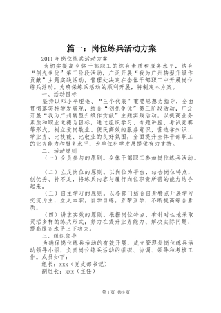 篇一：岗位练兵活动实施方案