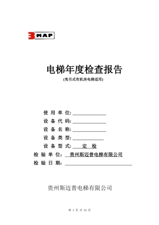 曳引式有机房电梯年度自检报告