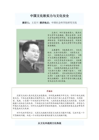 中国文化软实力与文化安全