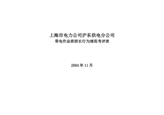 上海市电力公司沪东供电分公司带电作业班班长行为规范考评表