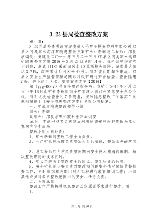 县局检查整改实施方案
