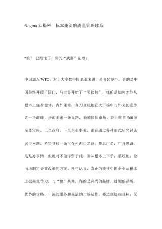 6sigma大揭密标本兼治的质量管理体系