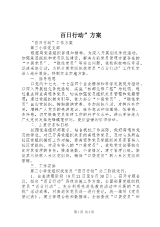 百日行动”实施方案