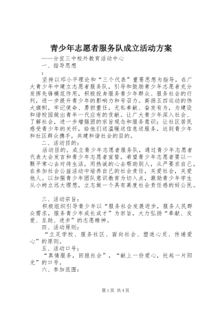 青少年志愿者服务队成立活动实施方案
