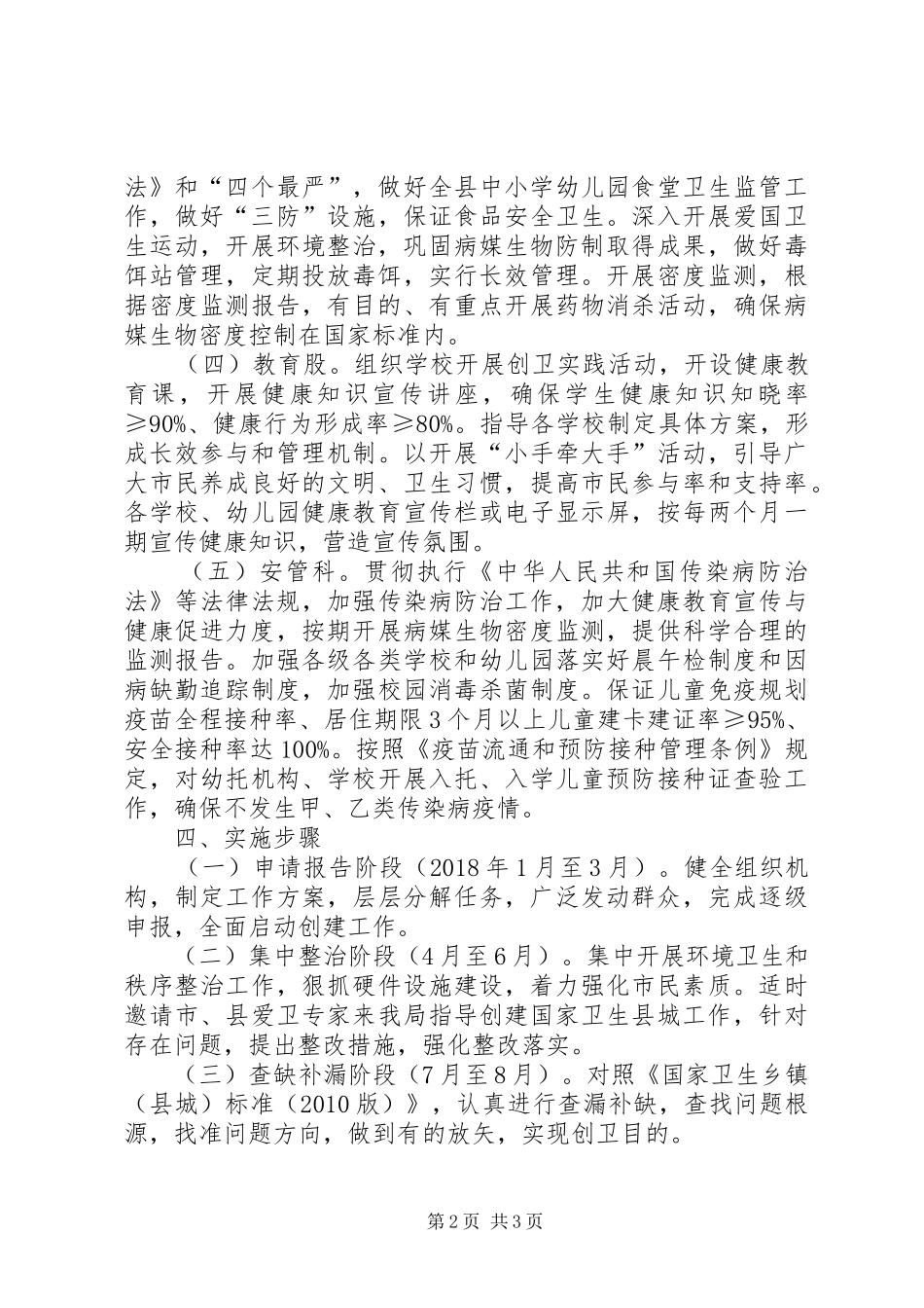 教育体育局创建国家卫生县城方案_第2页