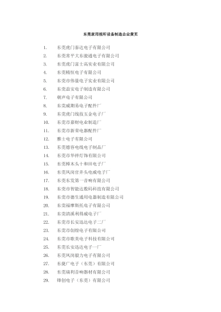 东莞家用视听设备制造企业黄页