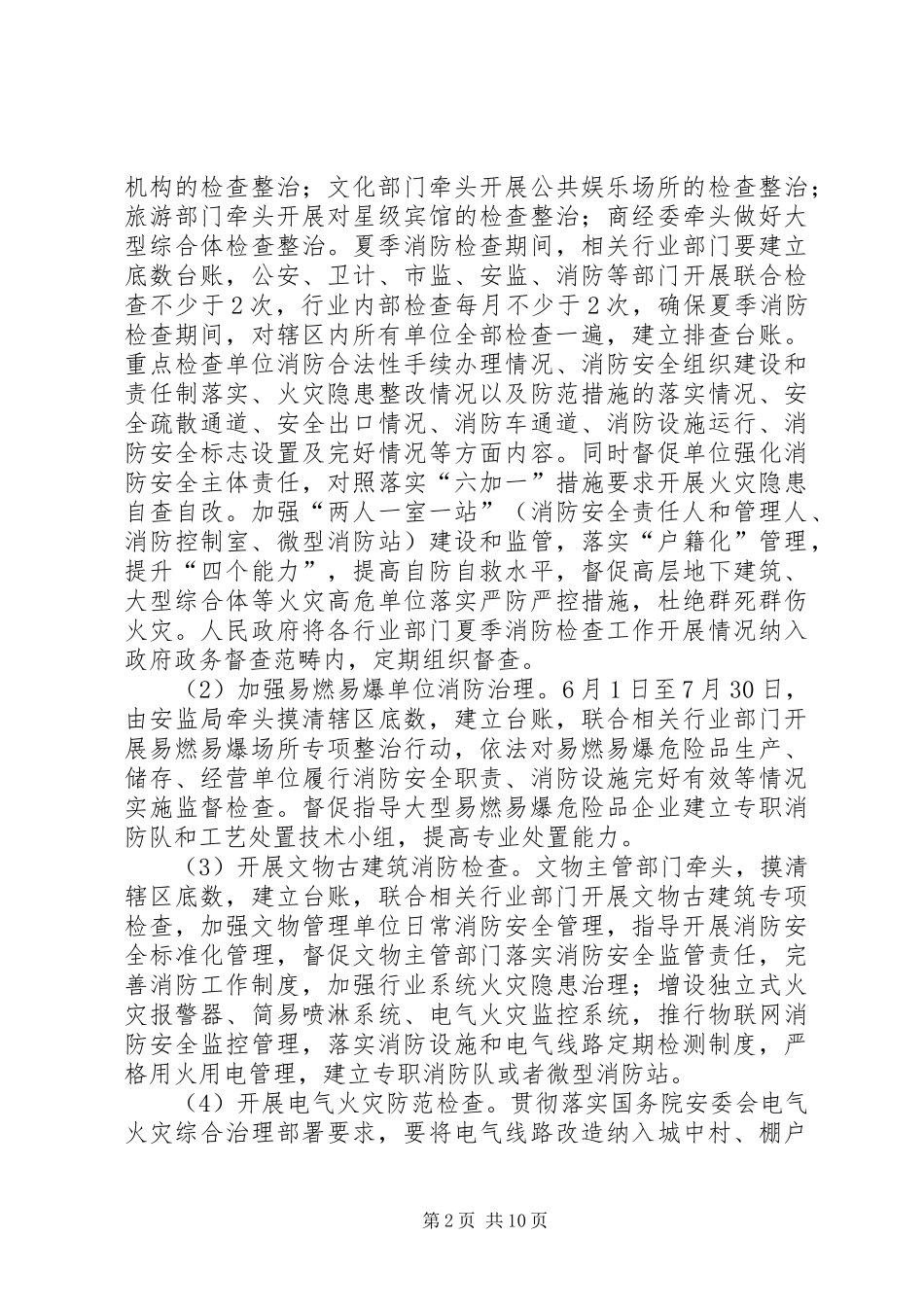 全县XX年夏季消防检查工作方案_第2页