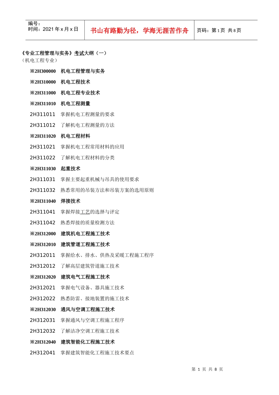 机电专业工程管理与实务复习要点_第1页