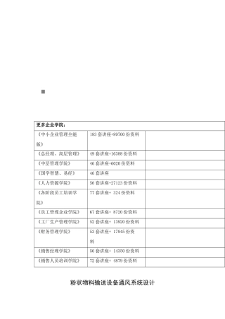 粉状物料输送设备通风系统设计概要