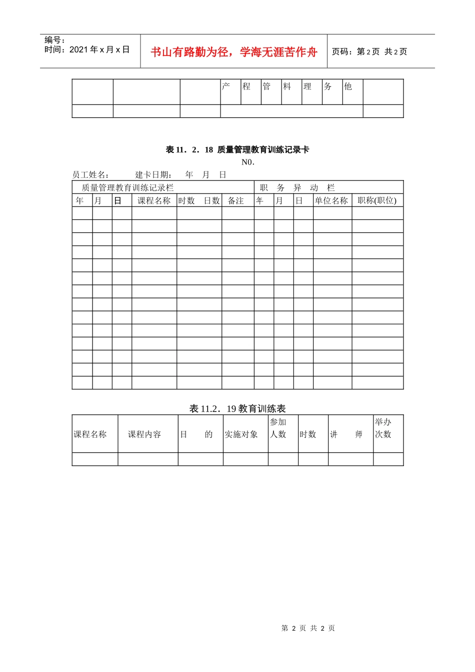 某企业质量管理教育训练办法_第2页
