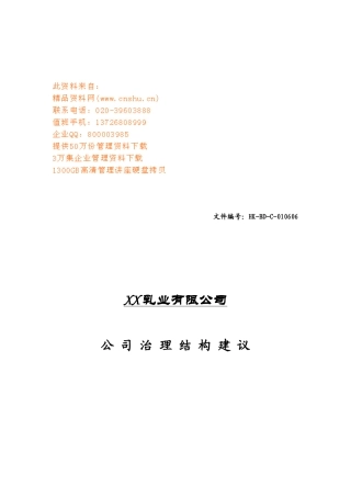 某乳业有限公司治理结构建议