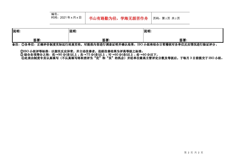 月制度执行自检提报评核单_第2页