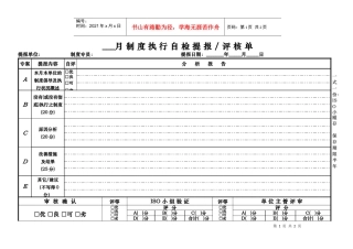 月制度执行自检提报评核单