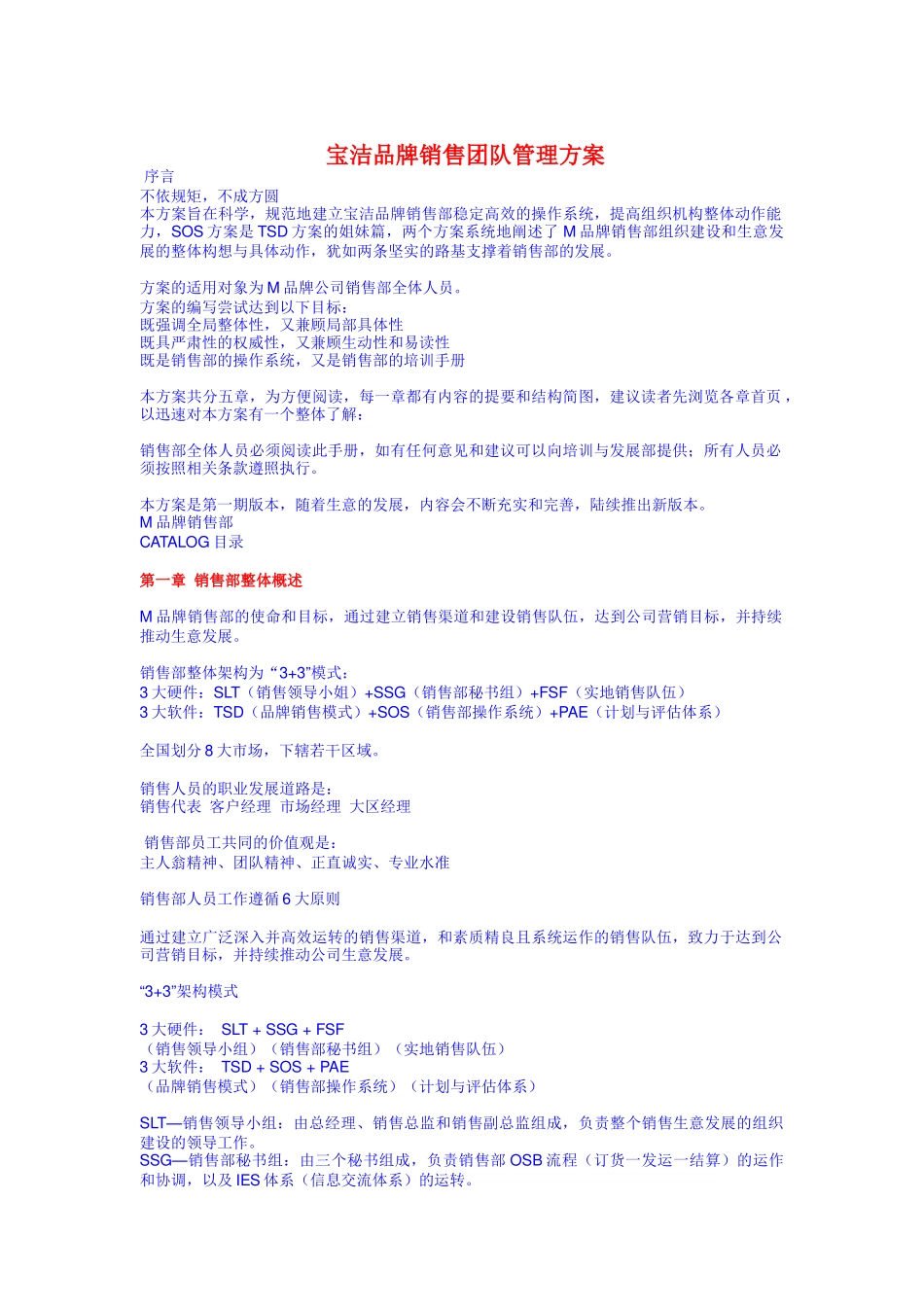 某企业品牌销售团队管理方案_第1页