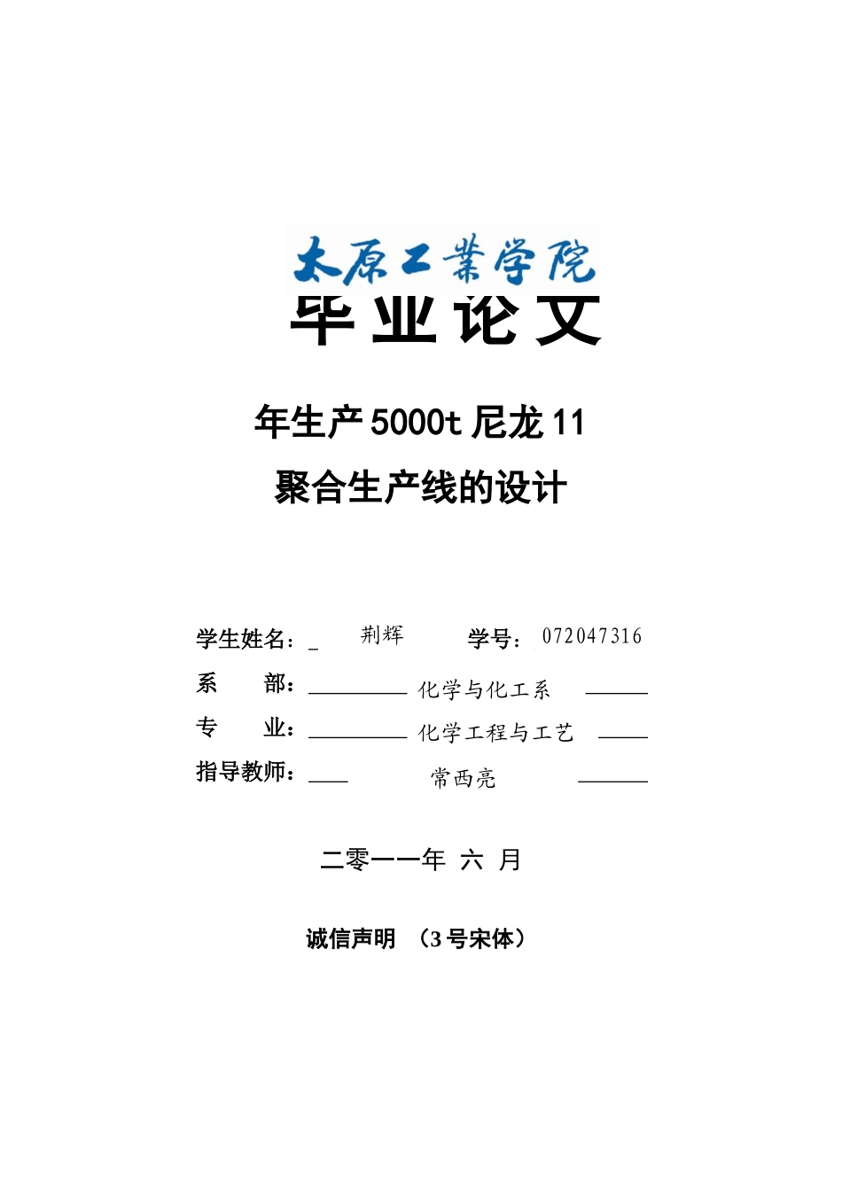 年生产5000t尼龙聚合生产线的设计论文_第1页