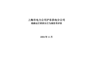 上海市电力公司沪东供电分公司线路运行班班长行为规范考评表