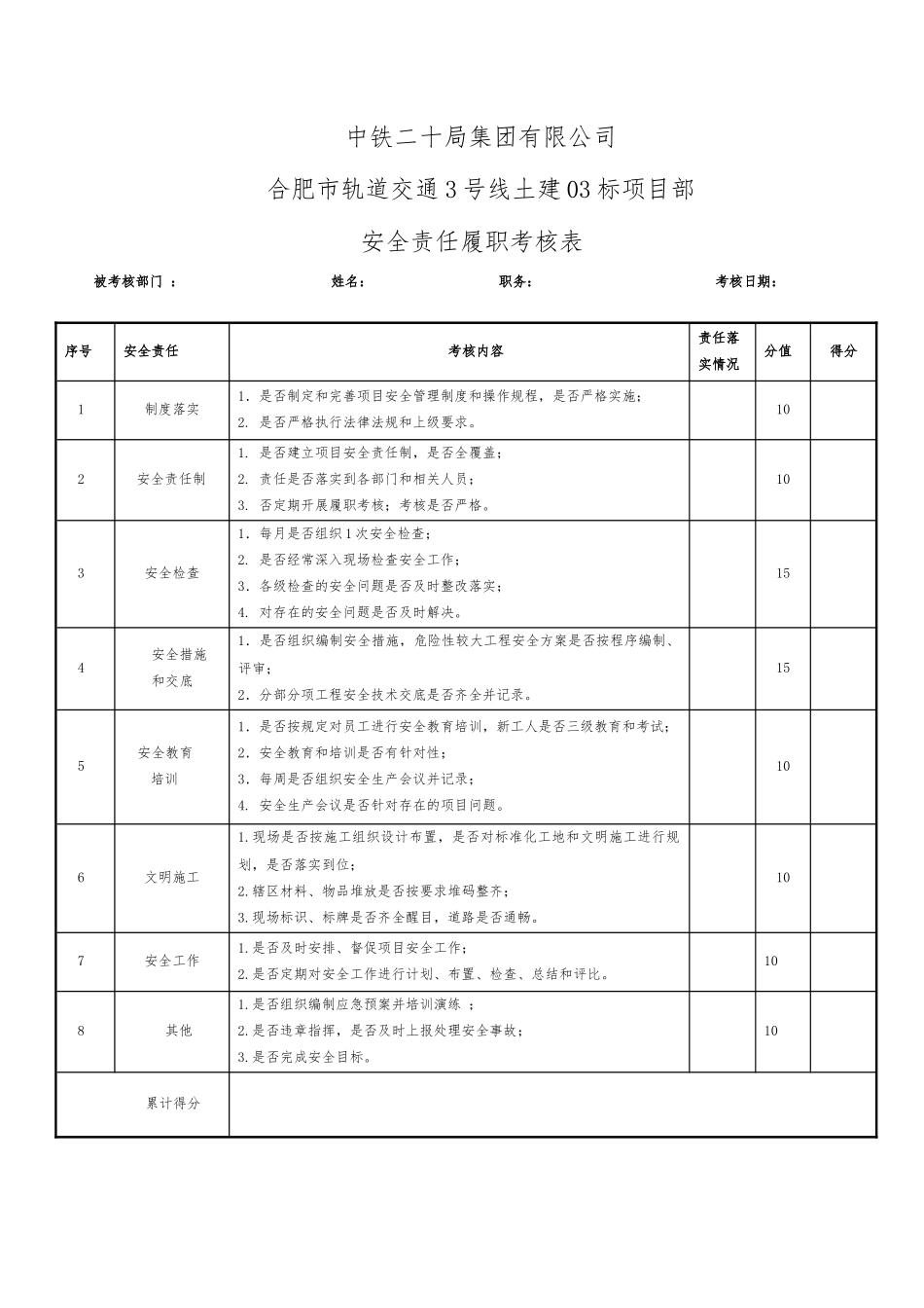 安全生产责任制考核表(31页)_第2页