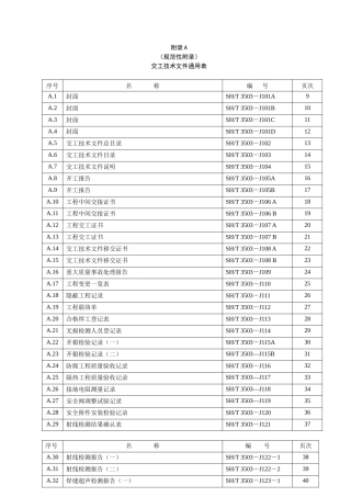 XXXX石油化工交工建设工程交工技术文件编制规范表格