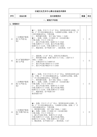 文化艺术中心舞台设备技术清单