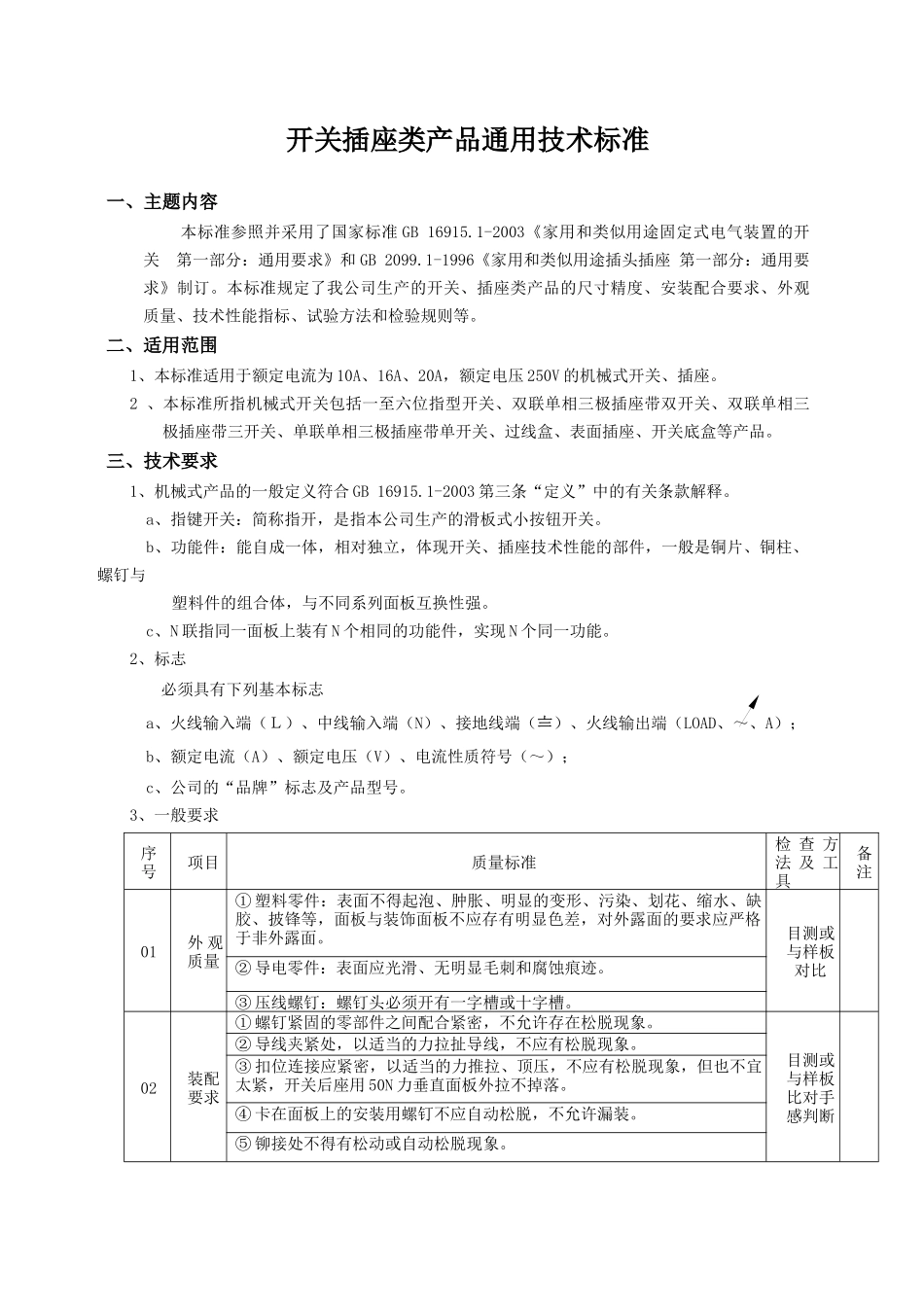 插座产品通用技术标准_第1页