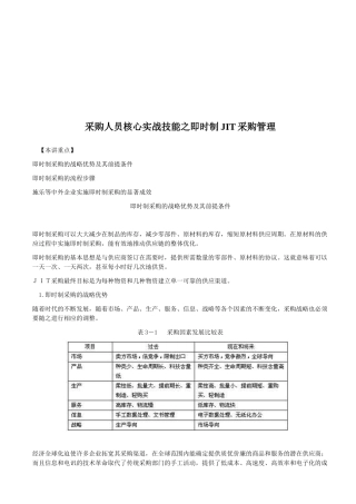 即时制JIT采购管理