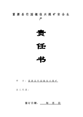 煤矿安全生产责任书XXXX715