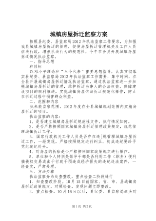 城镇房屋拆迁监察实施方案