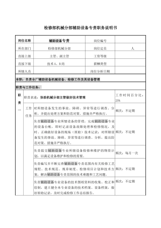 职务说明书-辅助设备专责