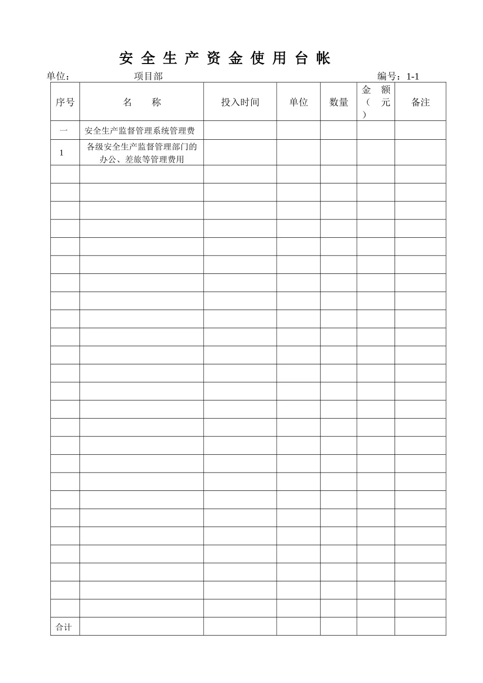 安全生产资金使用台帐新表_第1页