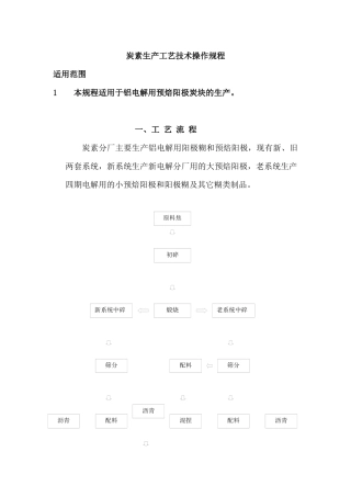 炭素生产工艺技术操作规程概述