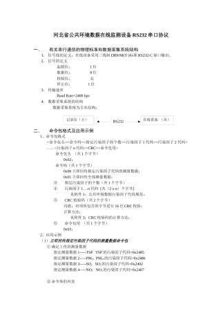 河北省公共环境数据在线监测设备RS232串口协议