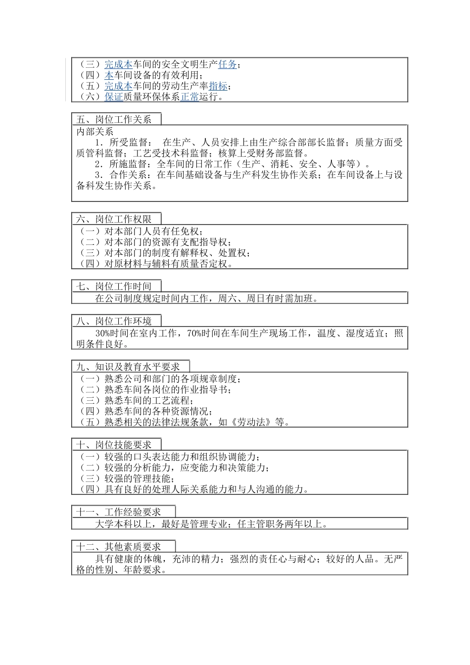 成品车间主任岗位说明书_第2页