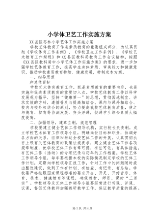 小学体卫艺工作方案