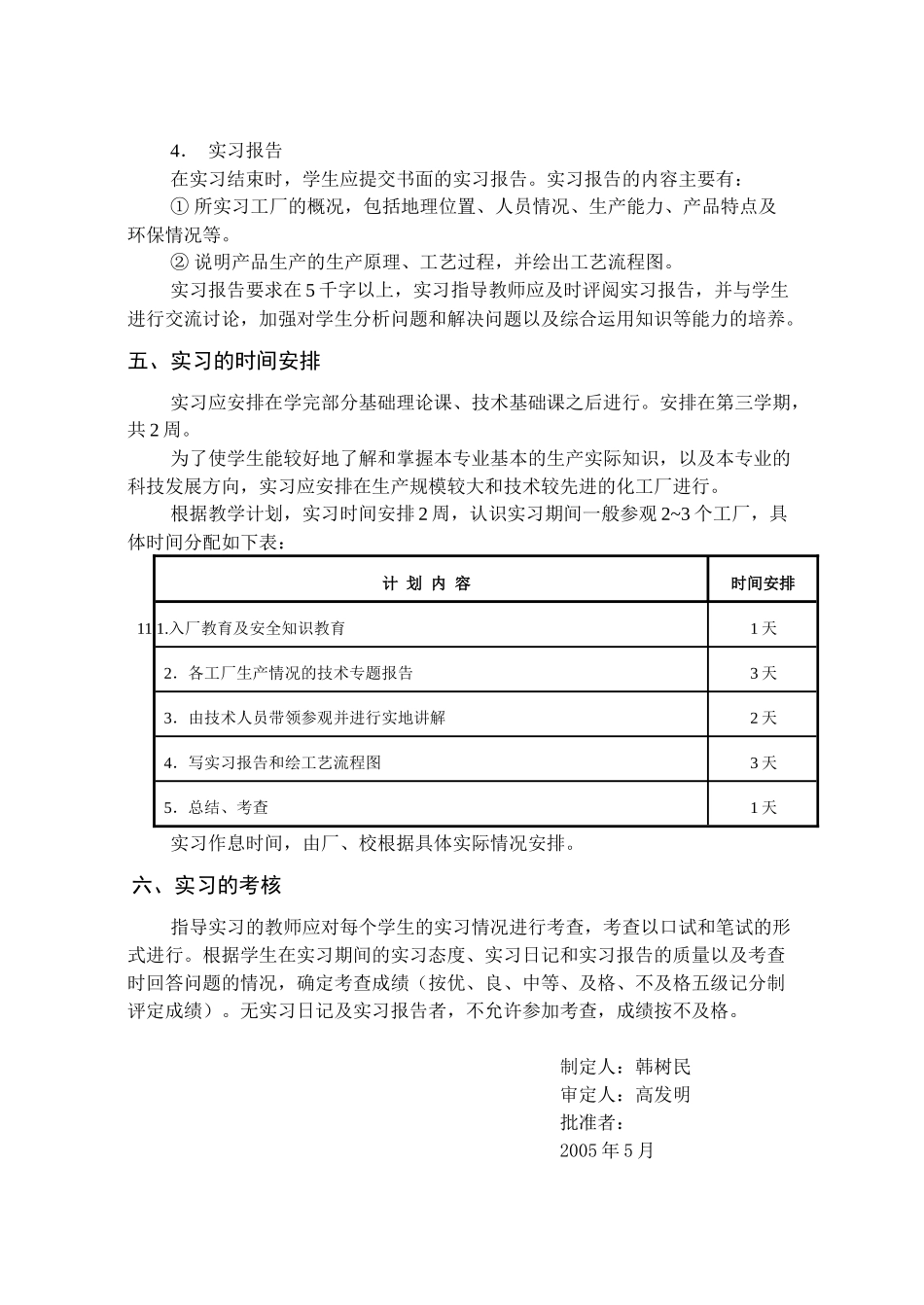 化学工程与工艺专业认识实习教学大纲_第2页