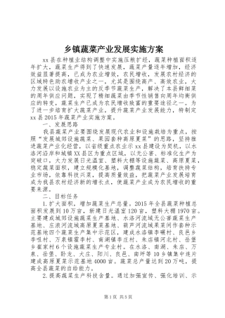 乡镇蔬菜产业发展方案