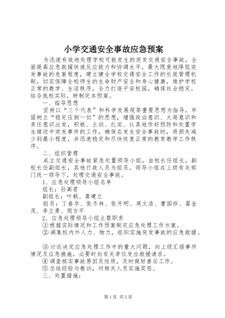 小学交通安全事故应急处置预案