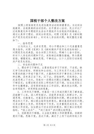 国税干部个人整改实施方案