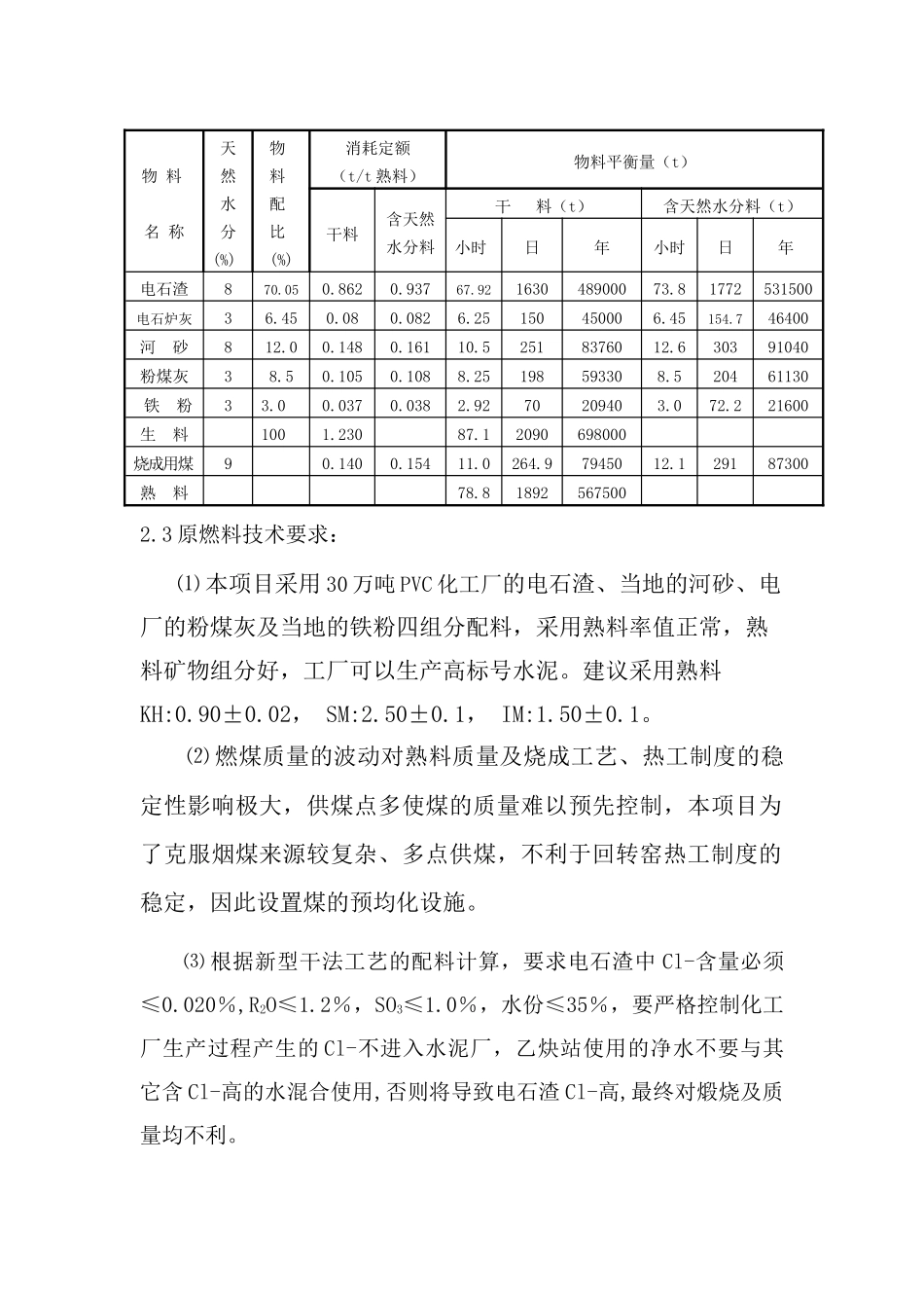干法电石渣制水泥熟料生产线方案_第3页