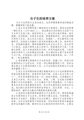 尖子生的培养实施方案