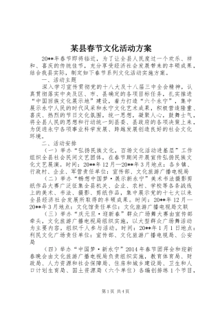 某县春节文化活动实施方案