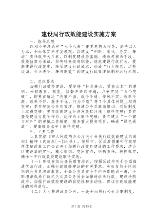 建设局行政效能建设方案