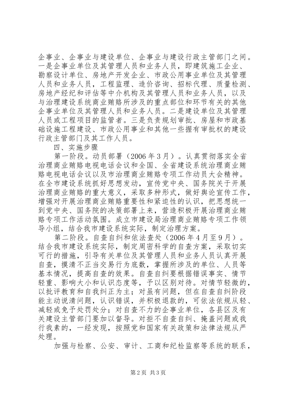 XX市建设局治理商业贿赂专项工作方案_第2页