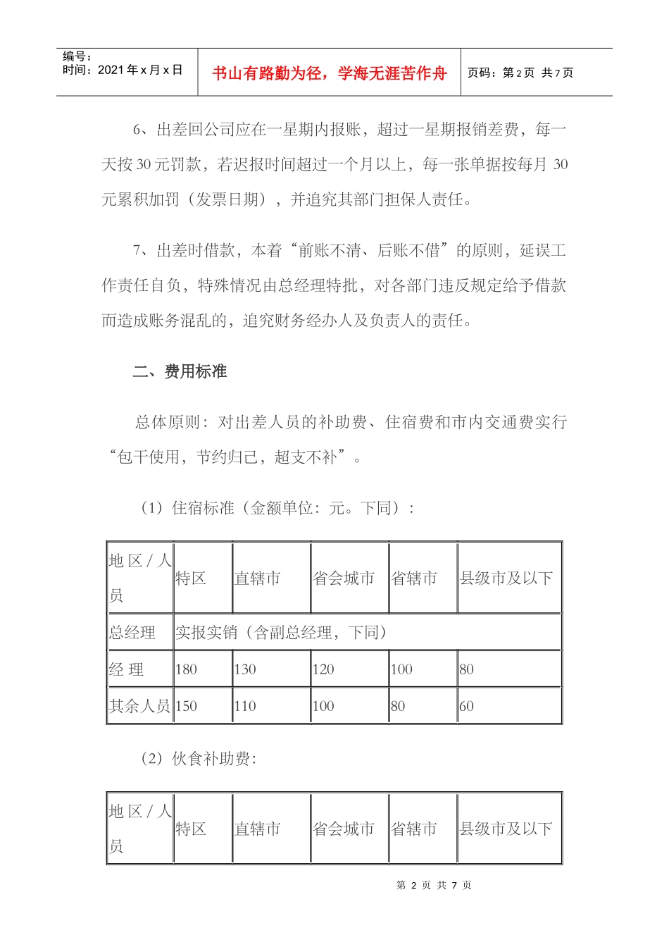某企业差旅费报销管理制度范本_第2页