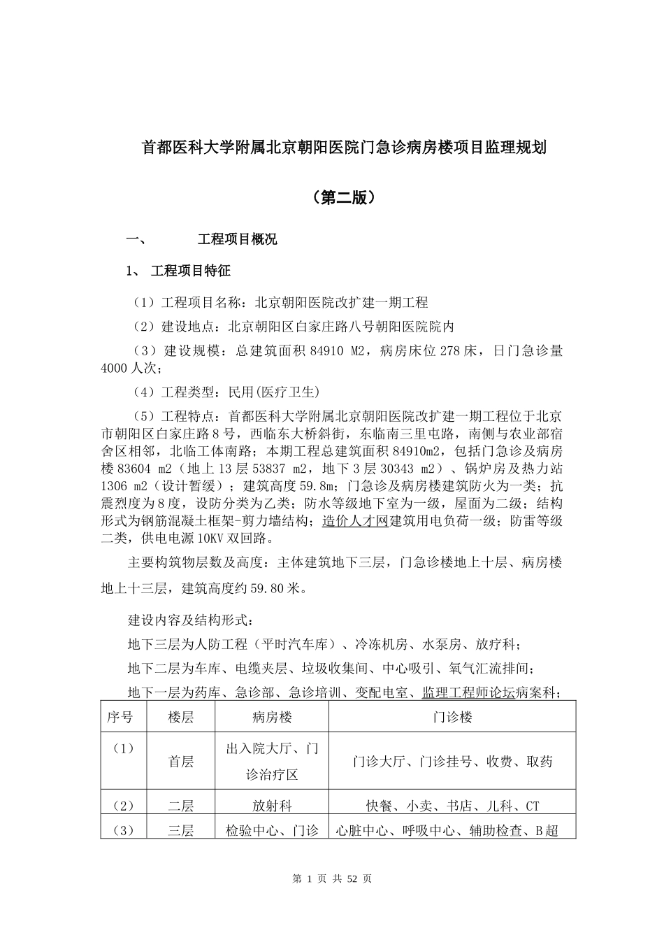 朝阳医院项目监理规划(改)_第1页