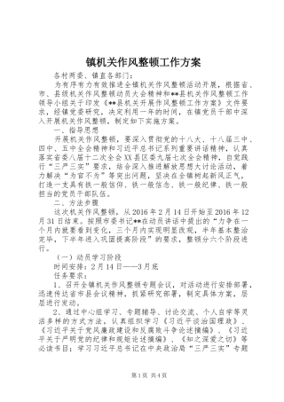 镇机关作风整顿工作实施方案