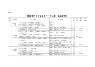 攀枝花市企业安全生产评估标准(基础管理)