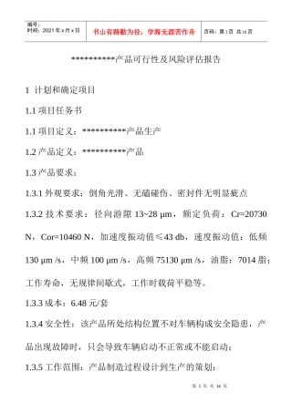 某产品可行性及风险评估报告