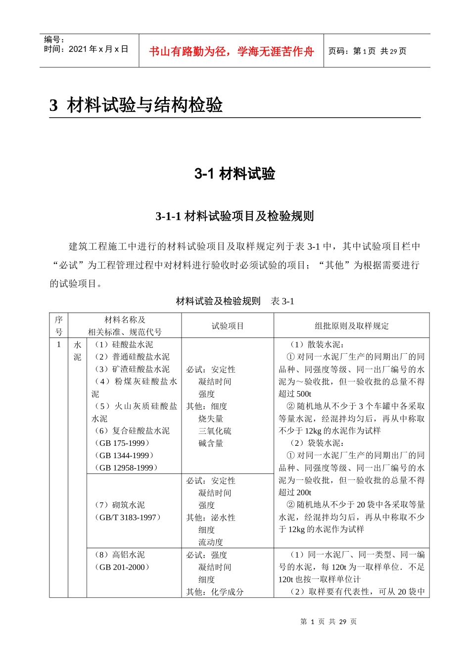 材料试验项目及检验规则讲义_第1页