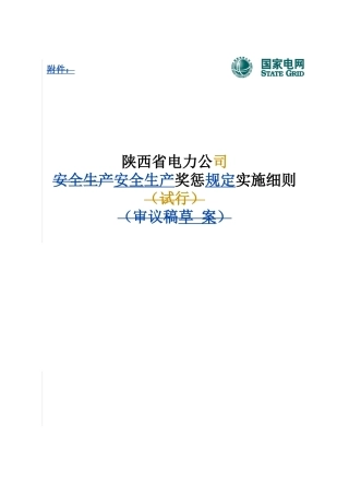 陕西省电力公司安全生产奖惩规定实施细则