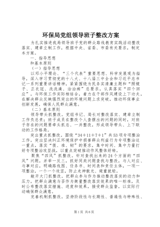 环保局党组领导班子整改实施方案